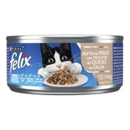 Alimento Felix Filetes Para Gato Adulto Sabor Pavo, Queso Y Salsa En Lata De 156g