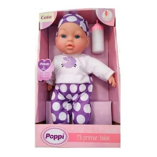 Muñeca Poppi Mi Primer Bebe Con Sonido Biberon Violeta