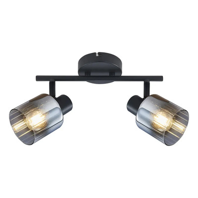 Aplique 2 Luces Negro Vidrio Fume Apto Led E27 Mks Negro/vidrio Fume