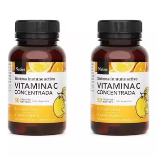 Vitamina C Concentrada Natier Pack X 2 Antioxidante 100 Caps Sabor Sin Sabor