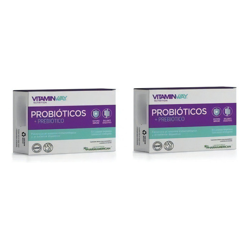 Probióticos Prebioticos Capsulas Vegetales Lactobacillus X2 Pharmamerican VitaminWay Sabor neutro