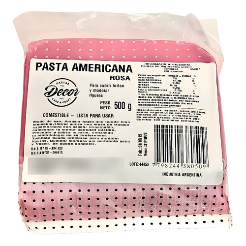 Pasta Americana Para Forrar Rosa X500g - Cotillón Waf