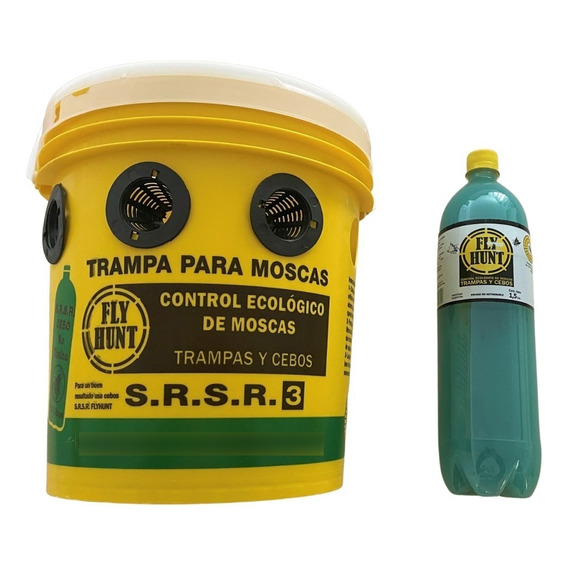 Trampa Balde Atrapa Moscas Flyhunt No Toxico Eco Con Cebo 