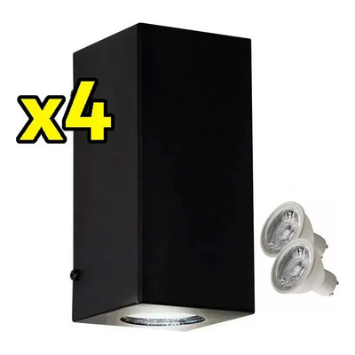 Pack X 4 Aplique Difusor Bidireccional 2 Led Gu10 Exterior