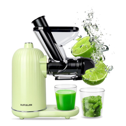 Extractor de jugos Katulan Masticación Lenta Exprimidor y Extractor verde claro 110V con accesorios