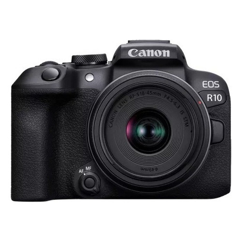  Canon EOS Kit R10 + lente RF-S18-45mm F4.5-6.3 IS STM sin espejo color  negro