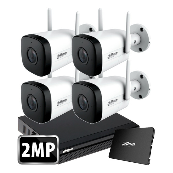 Kit Ip Inalambrico Wifi Dahua Nvr 8 Ch + 4 Camaras Seguridad Full Hd + Disco 1tb Instalado + P2p Android iPhone Ios M3k