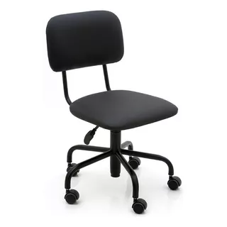 Cadeira Home Office Preta Com Rodinhas Anti Risco E Ruido Cor Preto Material Do Estofamento Couro Sintético