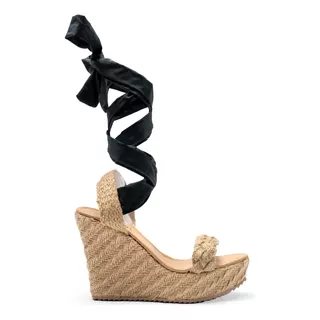 Zapatos Plataformas Sandalia Tacón Yute Natural Para Dama