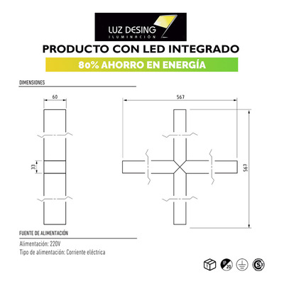Perfil Lineal Led Union Dyna X 24w 3cct Negro Lk 
