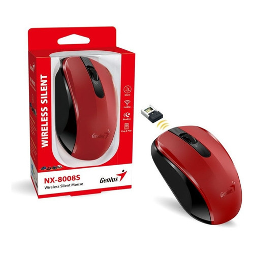 Mouse Inalambrico Genius Silent Rojo - Nx-8008s
