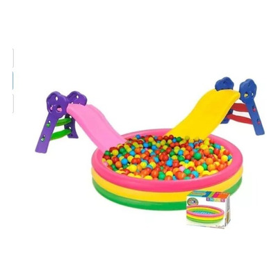 Combo Piscina Inflable 168cm + 1000 Pelotas + Deslizador 