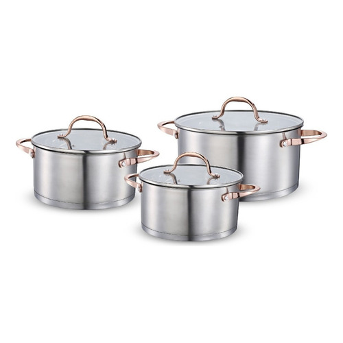 Batería De Cocina 6 Piezas Copper Plus Wens Color Plateado