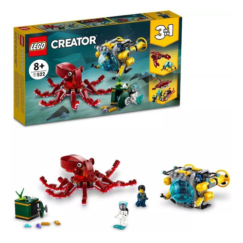 Kit Lego Creator 3 En 1 Misión Del Tesoro Hundido 31130 Cantidad de piezas 522