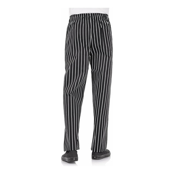 Pantalón Cocina Chef Listado Rayado Negro Unisex