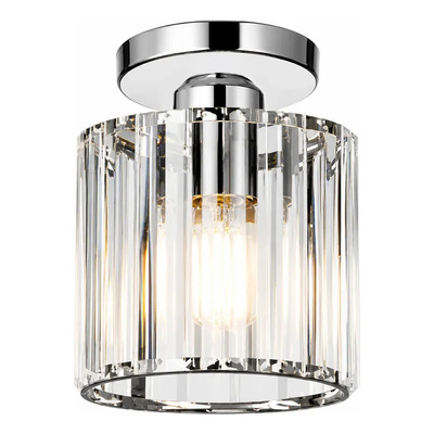  Plafon 1 Luz Prisma R Cristal Cromo Apto Led E27 Ld Cromo