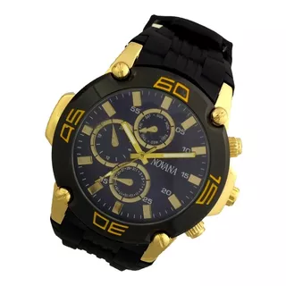 Relógio Imponente Masculino Novana Dourado Promoção B5710