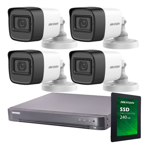 Kit 4 Camaras Seguridad Hikvision Con Audio !!!! 1080p 2mp