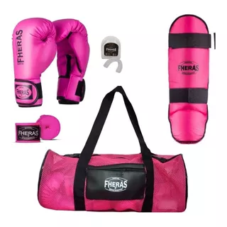 Kit Luva Boxe Muaythai+ Bucal + Bandagem +caneleira+ Mochila