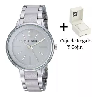 Anne Klein Reloj De Mano Para Dama Mujer Gris Brillante Caja