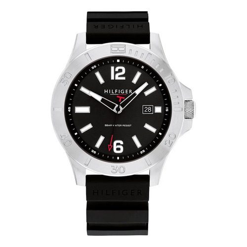 Reloj Tommy Hilfiger Hombre Silicona 1710539 Ryan Color de la correa Negro Color del bisel Plateado Color del fondo Negro