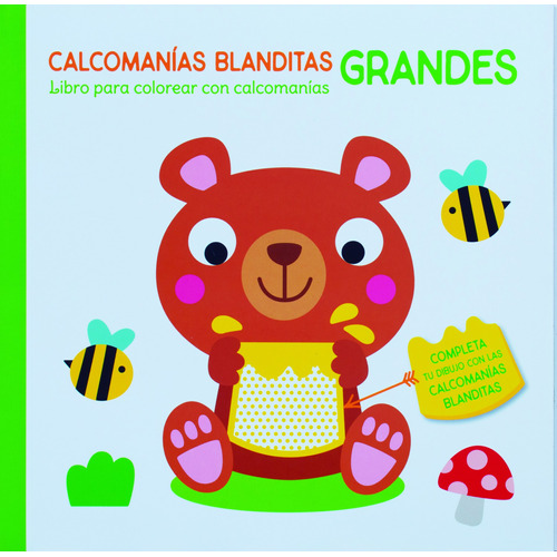 Calcomanías Blanditas Grandes: Oso.: Libro para colorear con calcomanías : Oso, de Varios. Editorial Jo Dupre Bvba (Yoyo Books), tapa blanda en español, 2022