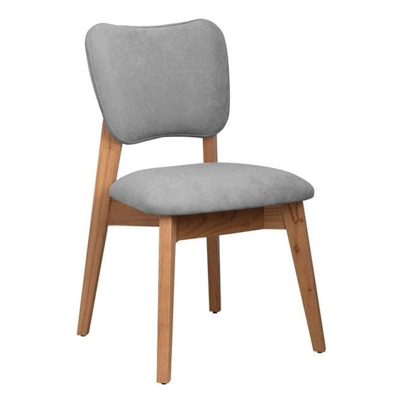 Silla Pampa Fresia Madera Lustrada Tapizada Hogar Comedor Estructura De La Silla Lustre Natural Asiento Gris 257