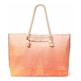 Bolso Cartera Victorias Secret Grande Damasco Degrade Acabado De Los Herrajes Tote Color Naranja Correa De Hombro Beige