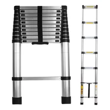 Escalera De Aluminio Gadnic Extensible Pies Antideslizantes 13 Escalones 5 Metros Hasta 150 Kg Gris