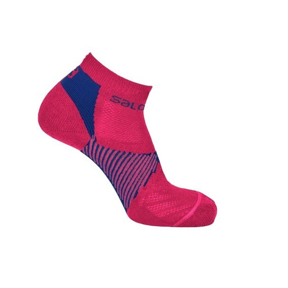 Medias Femenina Salomon - Speed Support W Fucsia/azul - Runn