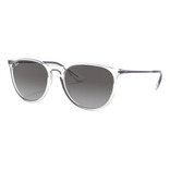 Anteojos de sol Ray-Ban Erika Color Mix Standard con marco de nailon color polished shiny transparent, lente grey degradada, varilla violet de metal - RB4171