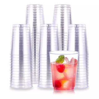 100 Vasos Elegantes Desechables Premium 10 Oz Para Fiesta Vasos Elegantes Para Fiestas, Bodas, Postre, Cócteles, Vino