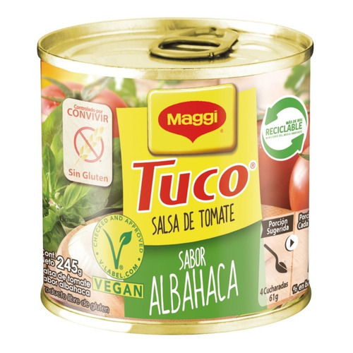 Salsa De Tomate Maggi® Tuco Con Albahaca Lata 245g