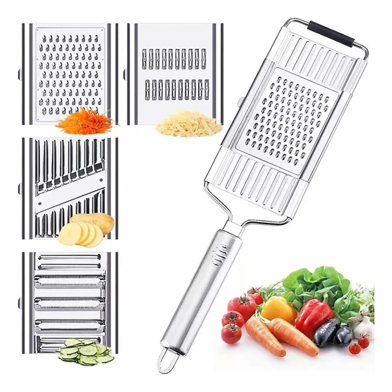 Rallador Acero Inoxidable Con Mango 4 En 1 Multiusos Para Cocina