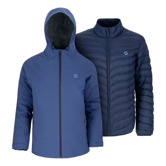 Chaqueta Hombre 3 En 1 Skada Azul Doite