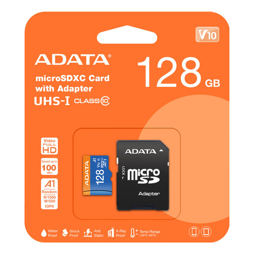 Tarjeta de memoria Adata AUSDX128GUICL10A1-RA1 Premier con adaptador SD 128GB