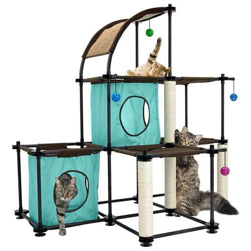 Kitty City ® Casa Para Gatos De 3 Pisos Rascadores Y Juegos