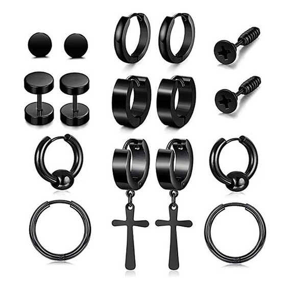 Pack 8 Pares Aretes Hombre Con Piercing, Arracadas Hombre