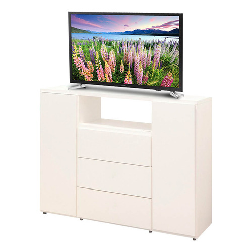 Mueble Comoda Chifonier Tv Led Platinum 2606 1,2mts Color Blanco