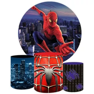 Painel Homem Aranha  1,50m + Capas Para Cilindros Em Tecido