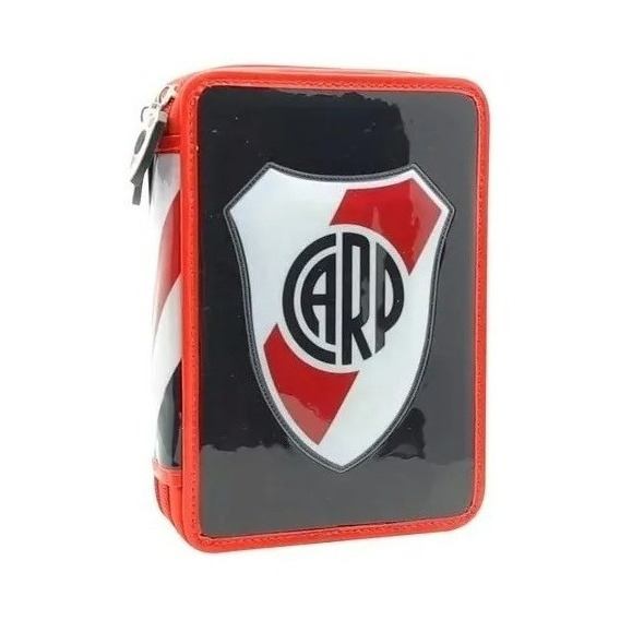 Cartuchera Cresko Futbol River Plate + Útiles 2 Pisos Color Rojo