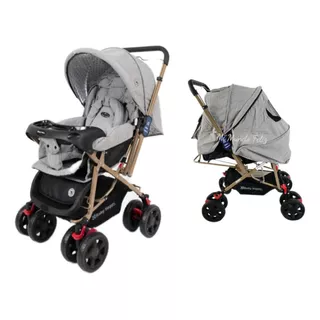 Coche Cuna Para Bebe Gold 8 Llantas Babyhappy Mango Reversib Color Gris