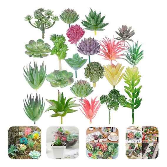 Plantas Artificiales Flores Suculentas 21 Pcs Decoración