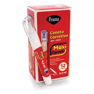 Caixa Com 12 Canetas Corretiva Plus 4,2ml. Metal