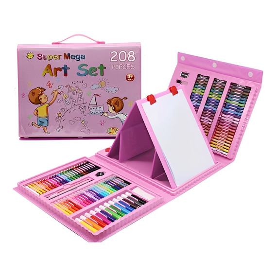 Set Kit Arte Niños Maleta Crayon Acuarela Plumon 208 Piezas