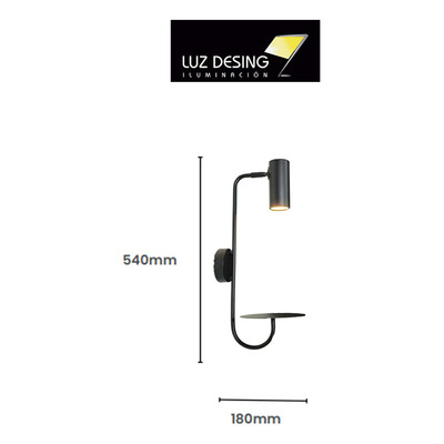 Aplique Pared Con Apoyo Bimba 15085 Gu10 Con Cable Cie
