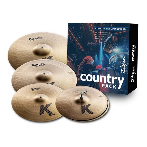 Kit de 4 platos 15 17 19 20 Zildjian K Series Country K0801c, color dorado