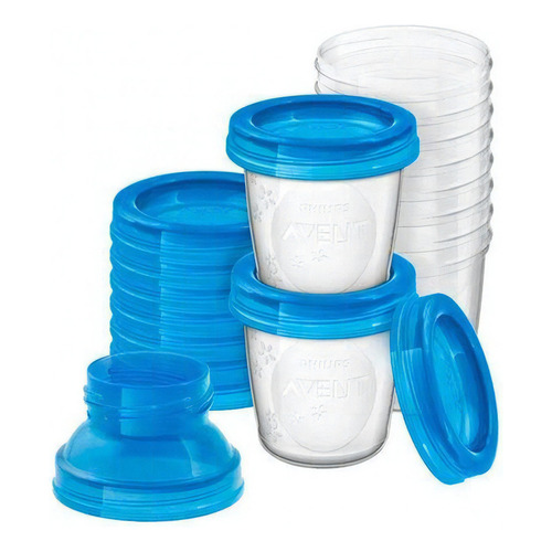 Kit de 10 vasos de almacenamiento y extractor de leche Avent