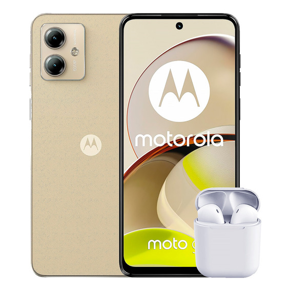 Celular Motorola Moto G14 4g 4gb 128gb 6.5  Fhd+ 60 Hz 50 Mp Crema + Audifonos Internacional