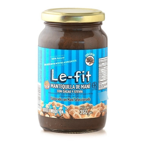 Mantequilla Mani Le Fit Chocolate Cacao 360g Vegan S/ Azucar